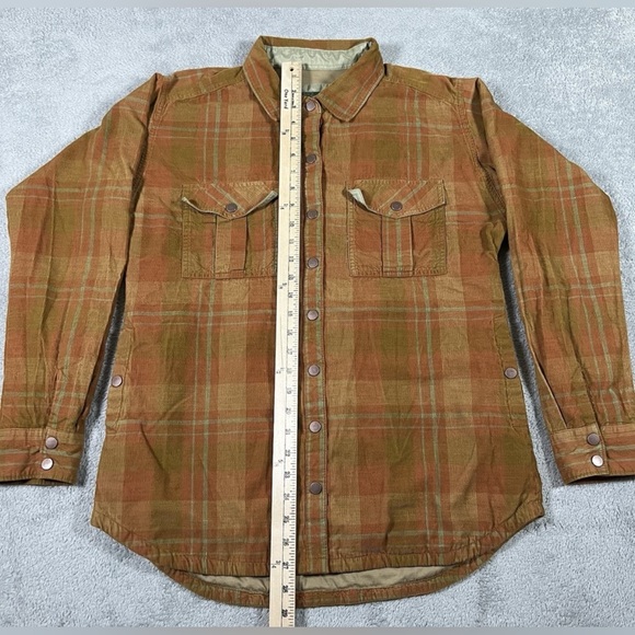Prana women’s large  Brown corduroy jacket/Shacket snap Down lined with pockets - Picture 7 of 9